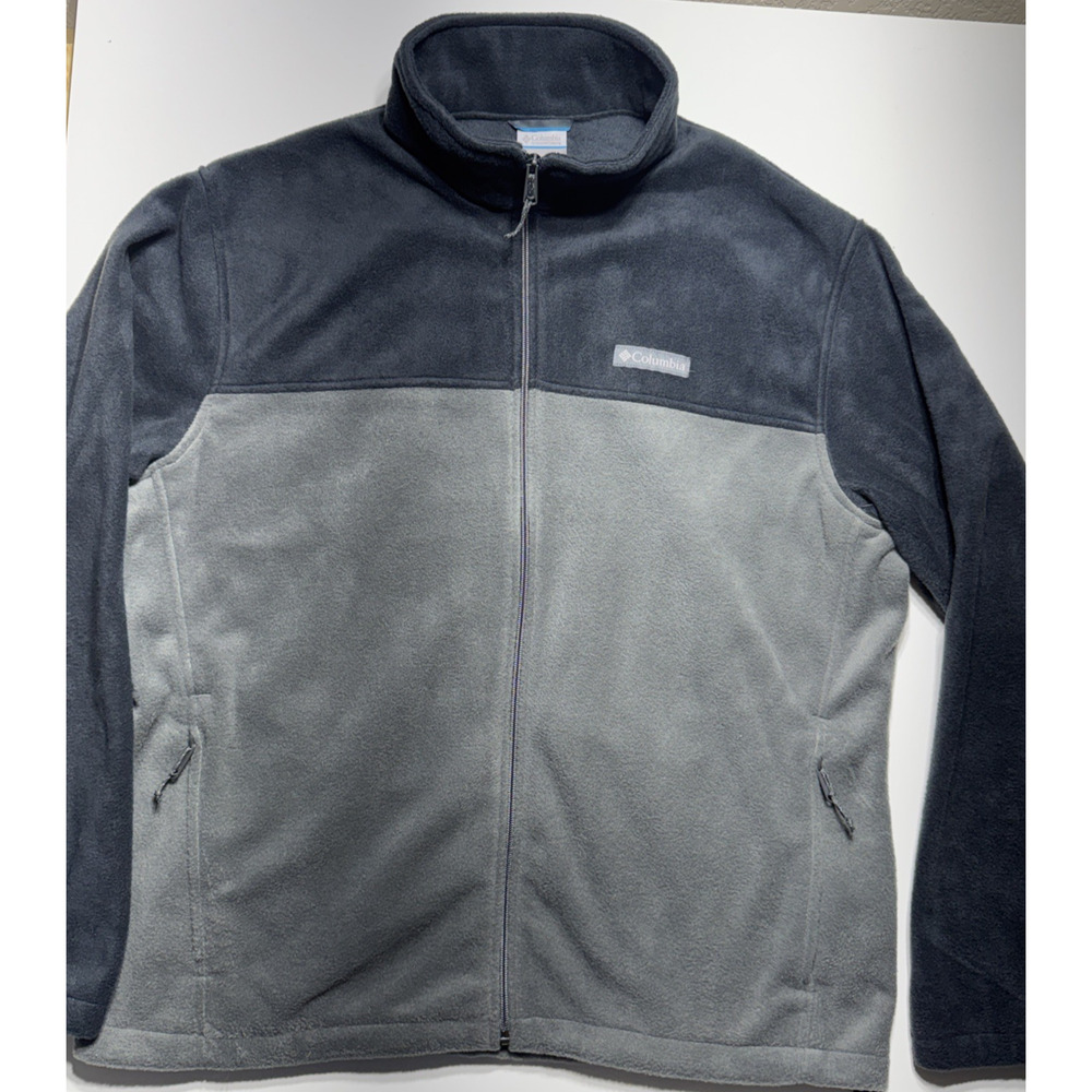 COLUMBIA XL Men's fleece Full Zip Jacket Army Green & Black Hike, Camp, Outdoors